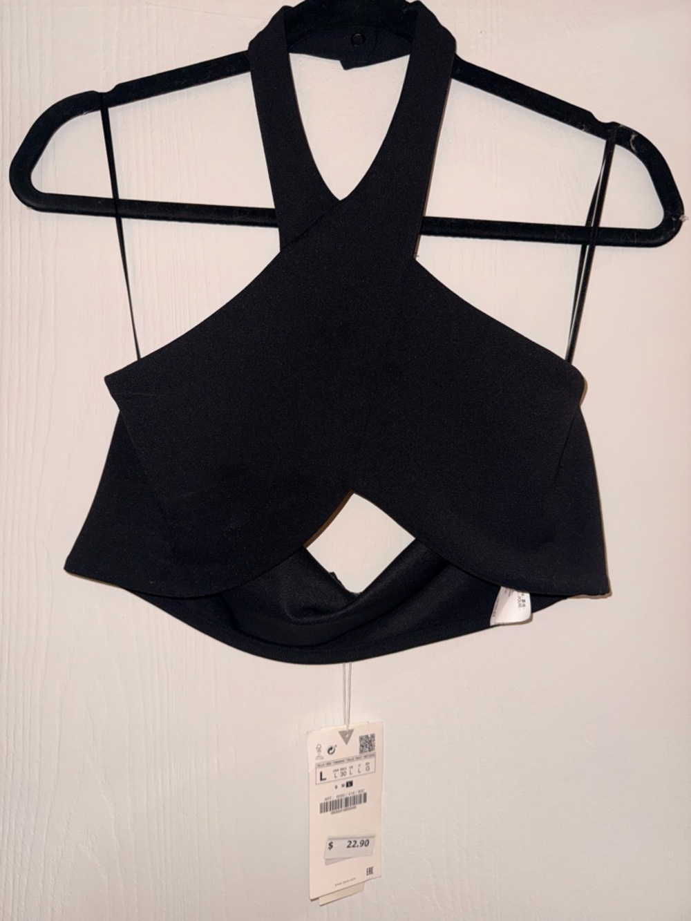Zara Black Cross Halter Crop Top